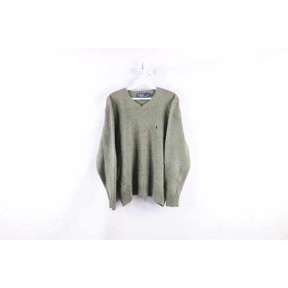 90s 00s Vintage Ralph Lauren Knit Jumper Green XL 2XL 3XL
